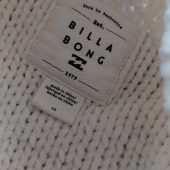 Billabong Cream Crop Knit Size 10 As New Condition - Picture 2 of 4